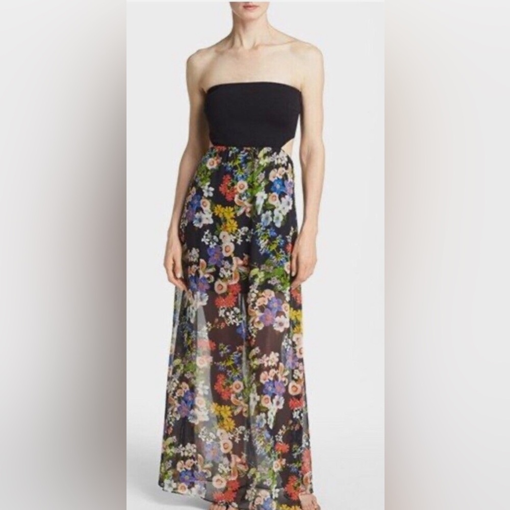 Like Mynded Floral Strapless Dress with Cut Out Back size Medium